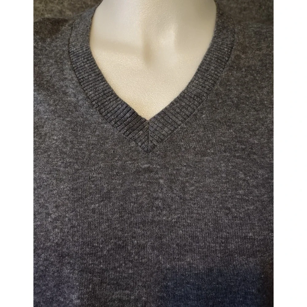 Banana Republic Sweater Men's L Silk Linen V-Neck Charcoal Gray Heather Classic